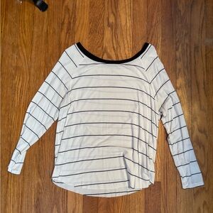 Cream and Black Striped Long Sleeve Top